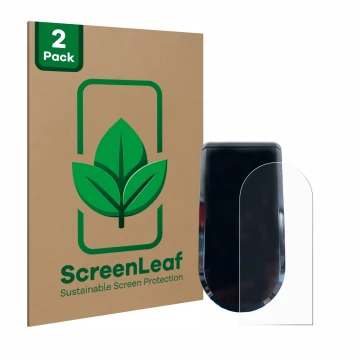 Front side of a product packaging with the brand logo ScreenLeaf. Next to it is the device Egret Pro shown with the correspond