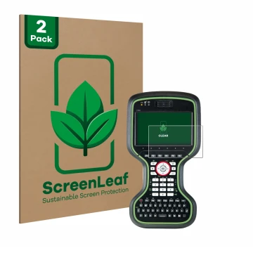 Front side of a product packaging with the brand logo ScreenLeaf. Next to it is the device Leica CS20 3.75G shown with the cor