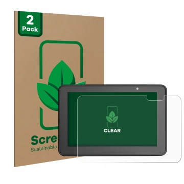 Front side of a product packaging with the brand logo ScreenLeaf. Next to it is the device Zebra ET56 8.4