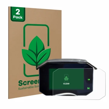 Front side of a product packaging with the brand logo ScreenLeaf. Next to it is the device Aprilia Tuono V4 / RSV4 2021-2023 s