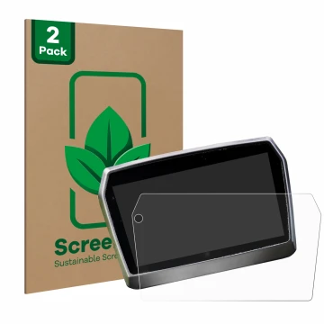 Front side of a product packaging with the brand logo ScreenLeaf. Next to it is the device Voge Valico 525DSX 2023 shown with 