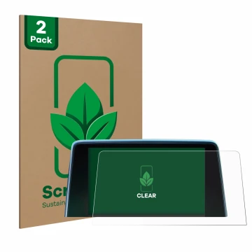 Front side of a product packaging with the brand logo ScreenLeaf. Next to it is the device Peugeot 3008 2016 - 2020 shown with