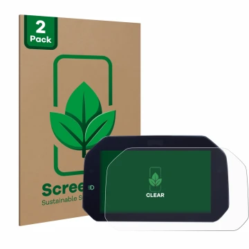 Front side of a product packaging with the brand logo ScreenLeaf. Next to it is the device BMW R 1300 GS TFT 6.5