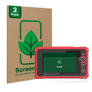 Front side of a product packaging with the brand logo ScreenLeaf. Next to it is the device Launch CRP 359 shown with the corre