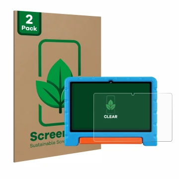 Front side of a product packaging with the brand logo ScreenLeaf. Next to it is the device ZIOVO Z138 10