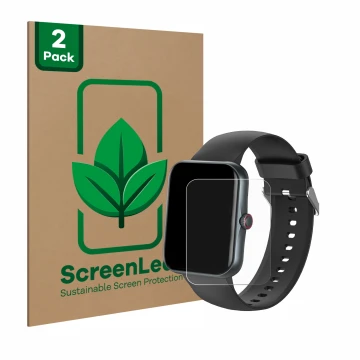 Front side of a product packaging with the brand logo ScreenLeaf. Next to it is the device Pthtechus S80K shown with the corre