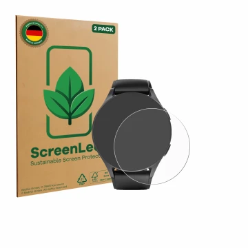 Front side of a product packaging with the brand logo ScreenLeaf. Next to it is the device Hama 8900 (42 mm) shown with the co