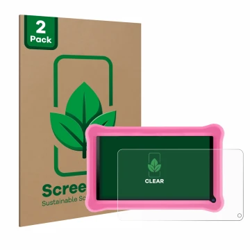 Front side of a product packaging with the brand logo ScreenLeaf. Next to it is the device Sannuo K708 7
