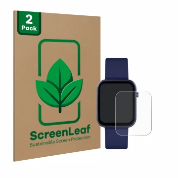 Front side of a product packaging with the brand logo ScreenLeaf. Next to it is the device Reflex Active Series 12 shown with 