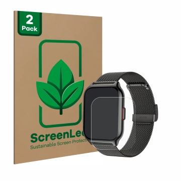 Front side of a product packaging with the brand logo ScreenLeaf. Next to it is the device Narcid P95 2