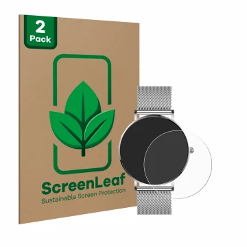 Front side of a product packaging with the brand logo ScreenLeaf. Next to it is the device Watcho Ultra Pro shown with the cor