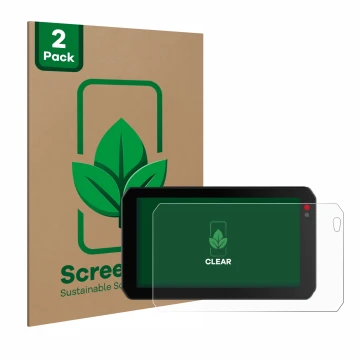 Front side of a product packaging with the brand logo ScreenLeaf. Next to it is the device Chigee AIO-5 Lite shown with the co