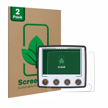 Front side of a product packaging with the brand logo ScreenLeaf. Next to it is the device Skytraxx 5 Mini shown with the corr