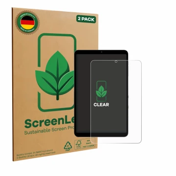 Front side of a product packaging with the brand logo ScreenLeaf. Next to it is the device Alldocube iPlay 60 Mini Pro shown w
