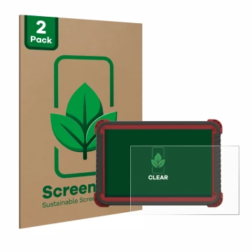 Front side of a product packaging with the brand logo ScreenLeaf. Next to it is the device Thinktool Master 2 shown with the c