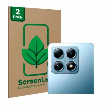 Front side of a product packaging with the brand logo ScreenLeaf. Next to it is the device Xiaomi 14T (ONLY Camera Lens) shown
