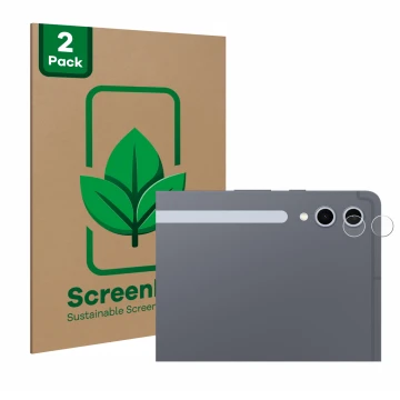 Front side of a product packaging with the brand logo ScreenLeaf. Next to it is the device Samsung Galaxy Tab S10 Plus 5G (ONL