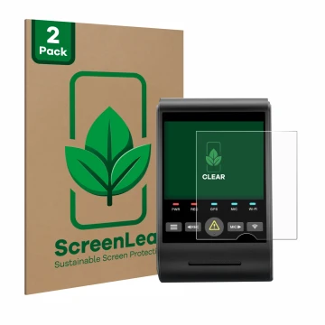 Front side of a product packaging with the brand logo ScreenLeaf. Next to it is the device VIOFO A229 PRO shown with the corre