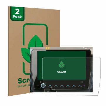 Front side of a product packaging with the brand logo ScreenLeaf. Next to it is the device Xzent F-285 shown with the correspo
