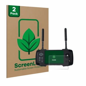 Front side of a product packaging with the brand logo ScreenLeaf. Next to it is the device Toslon XR500 shown with the corresp
