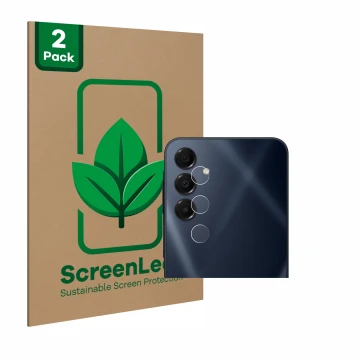 Front side of a product packaging with the brand logo ScreenLeaf. Next to it is the device Samsung Galaxy A16 5G (ONLY Camera 