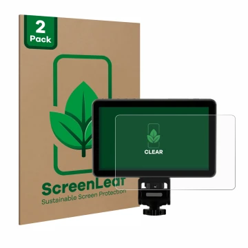 Front side of a product packaging with the brand logo ScreenLeaf. Next to it is the device Rollei Viltrox DC-X3 6