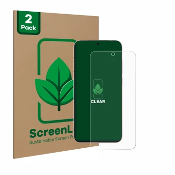 Front side of a product packaging with the brand logo ScreenLeaf. Next to it is the device Vivo X200 Pro mini shown with the c