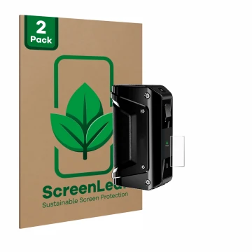 Front side of a product packaging with the brand logo ScreenLeaf. Next to it is the device geekvape Aegis 3 shown with the cor