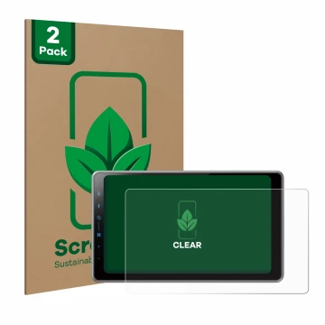 Front side of a product packaging with the brand logo ScreenLeaf. Next to it is the device Pioneer SPH-DA97DAB shown with the 