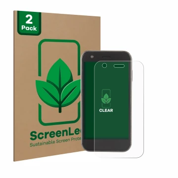Front side of a product packaging with the brand logo ScreenLeaf. Next to it is the device Soyes XS12 shown with the correspon