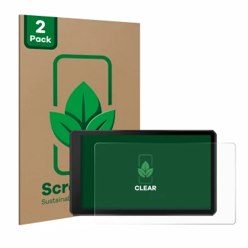 Front side of a product packaging with the brand logo ScreenLeaf. Next to it is the device Garmin Tread 2 Powersport 6