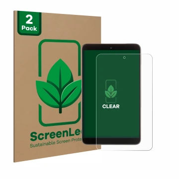 Front side of a product packaging with the brand logo ScreenLeaf. Next to it is the device Nokia T10 (portrait) shown with the
