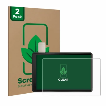 Front side of a product packaging with the brand logo ScreenLeaf. Next to it is the device Garmin Tread XL Overland Edition 10