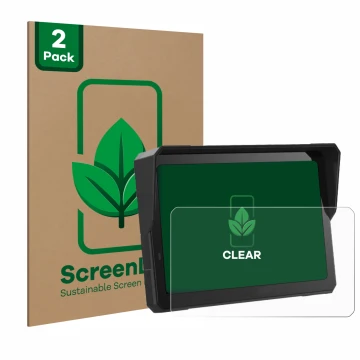 Front side of a product packaging with the brand logo ScreenLeaf. Next to it is the device Carpuride W702 Pro 7
