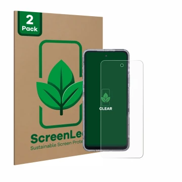 Front side of a product packaging with the brand logo ScreenLeaf. Next to it is the device AGM X6 Phantom shown with the corre