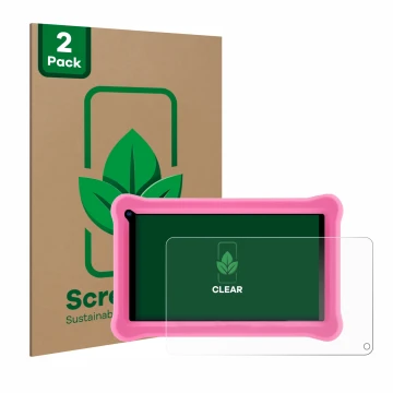 Front side of a product packaging with the brand logo ScreenLeaf. Next to it is the device Sumtab K708 7.1