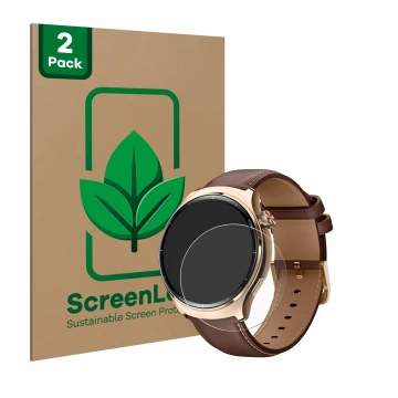 Front side of a product packaging with the brand logo ScreenLeaf. Next to it is the device Xiaomi Mibro Lite 3 Pro shown with 
