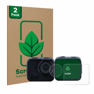 Front side of a product packaging with the brand logo ScreenLeaf. Next to it is the device Rollei 9s Cube shown with the corre