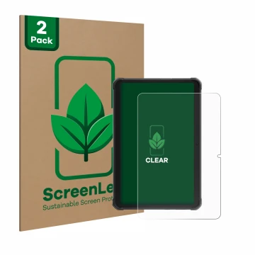 Front side of a product packaging with the brand logo ScreenLeaf. Next to it is the device Hotwav R8 shown with the correspond
