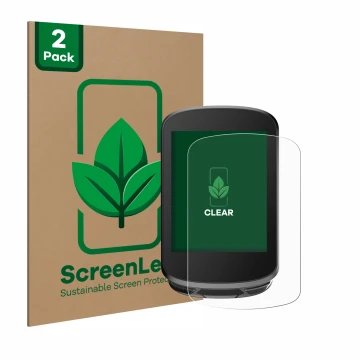 Front side of a product packaging with the brand logo ScreenLeaf. Next to it is the device Magene C506 shown with the correspo