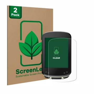 Front side of a product packaging with the brand logo ScreenLeaf. Next to it is the device Magene C506 SE shown with the corre