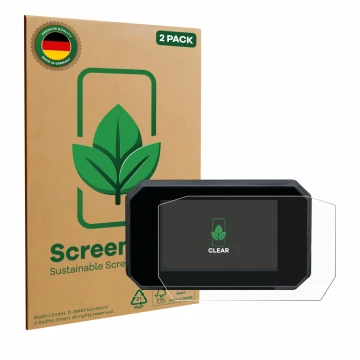 Front side of a product packaging with the brand logo ScreenLeaf. Next to it is the device Suzuki GSX-S1000GT 6.5