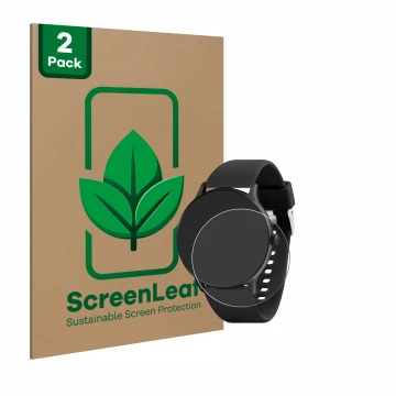 Front side of a product packaging with the brand logo ScreenLeaf. Next to it is the device Reflex Active Series 22 shown with 