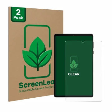 Front side of a product packaging with the brand logo ScreenLeaf. Next to it is the device Lenovo Legion Tab Gen 3 shown with 