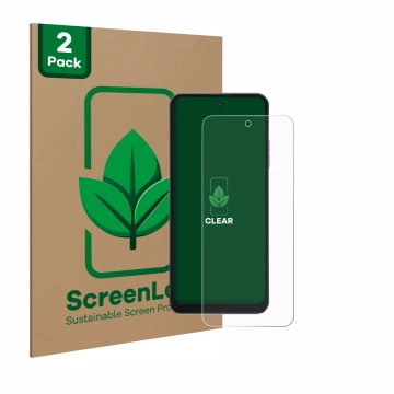 Front side of a product packaging with the brand logo ScreenLeaf. Next to it is the device Hotwav Note 13 Max shown with the c