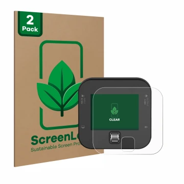 Front side of a product packaging with the brand logo ScreenLeaf. Next to it is the device ISDT Q6 Retro shown with the corres