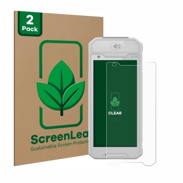Front side of a product packaging with the brand logo ScreenLeaf. Next to it is the device Dojo Pocket shown with the correspo