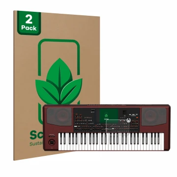 Front side of a product packaging with the brand logo ScreenLeaf. Next to it is the device KORG Pa700 shown with the correspon