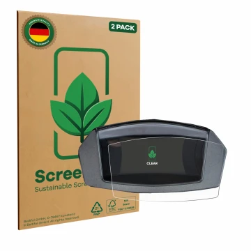 Front side of a product packaging with the brand logo ScreenLeaf. Next to it is the device Yamaha NMAX 125 2024 shown with the