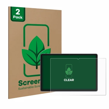 Front side of a product packaging with the brand logo ScreenLeaf. Next to it is the device Suaat S3 10
